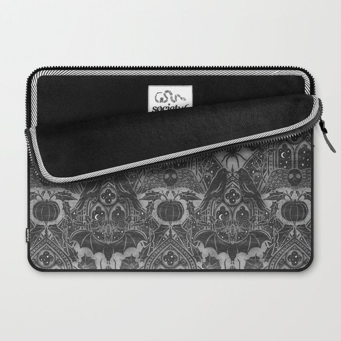 Gothic Halloween Damask - grayscale  Laptop Sleeve Gallery Image 2