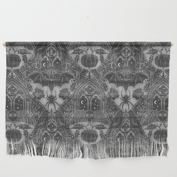 Gothic Halloween Damask - grayscale  Wall Hanging Gallery Image 1