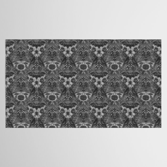 Gothic Halloween Damask - grayscale  Tablecloth Gallery Image 2