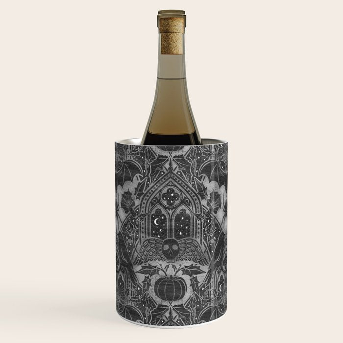 Gothic Halloween Damask - grayscale  Wine Chiller Gallery Image 1