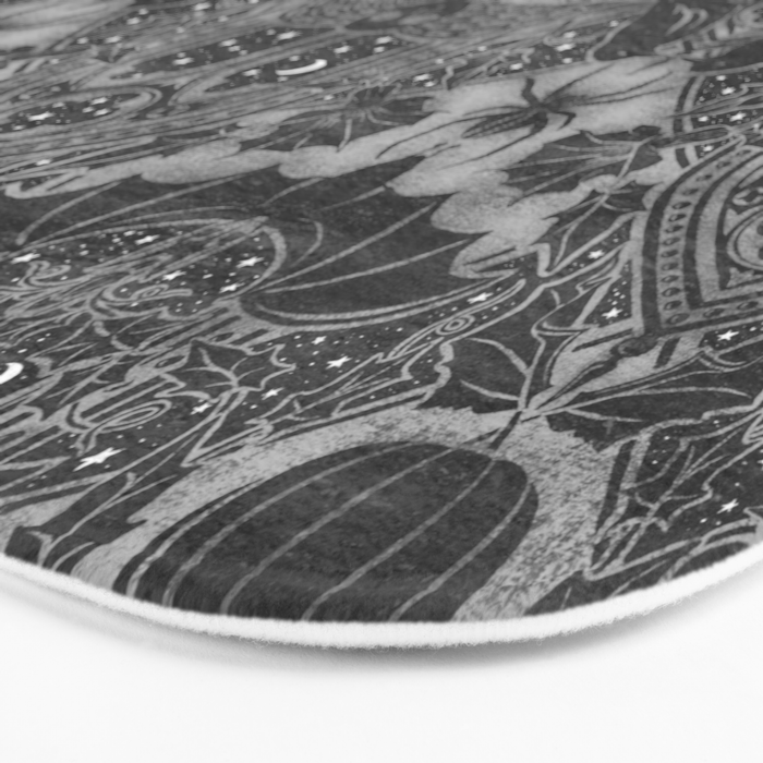 Gothic Halloween Damask - grayscale  Bath Mat Gallery Image 3