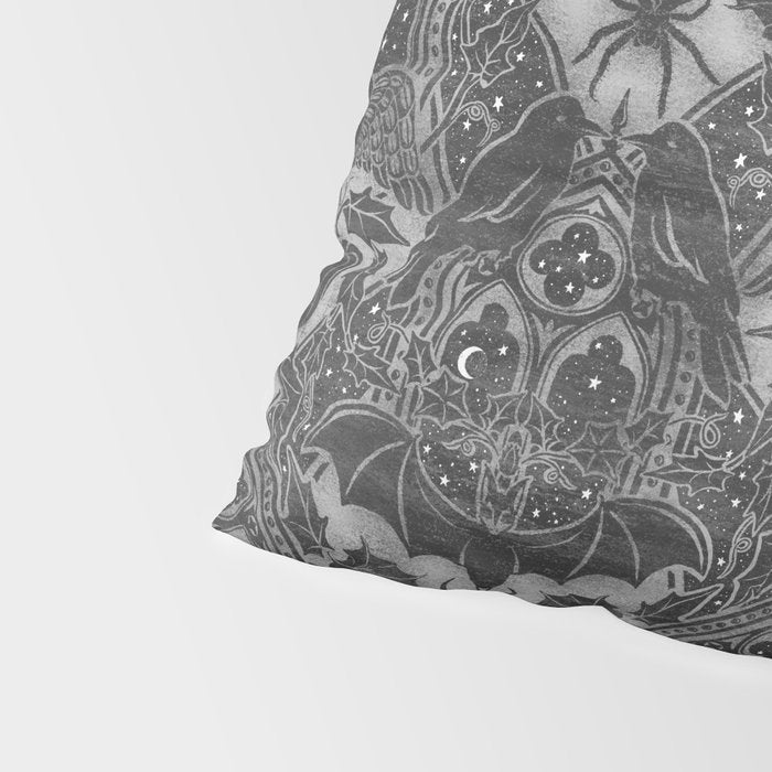 Gothic Halloween Damask - grayscale  Pillow Sham Gallery Image 4