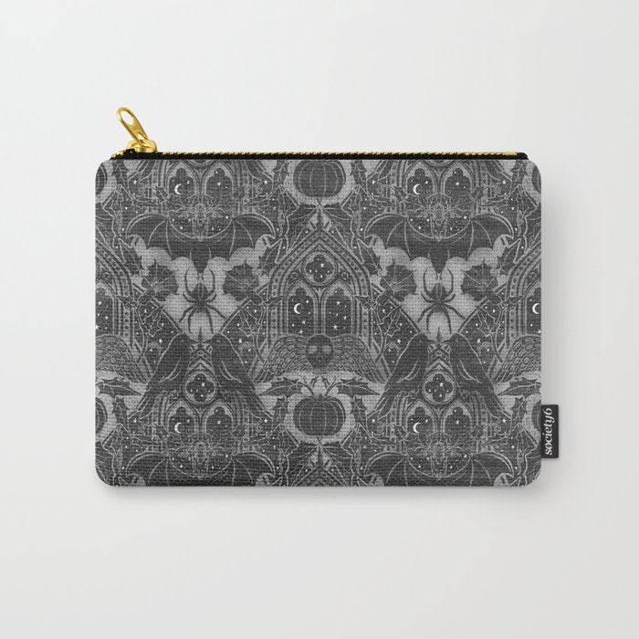 Gothic Halloween Damask - grayscale  Carry All Pouch Gallery Image 1