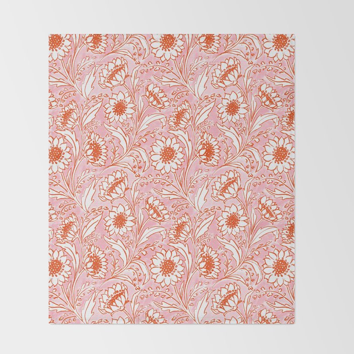 Sunflowers - pink and orange  Throw Blanket Gallery Image 2