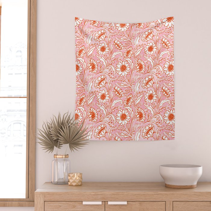 Sunflowers - pink and orange  Wall Tapestry Gallery Image 2