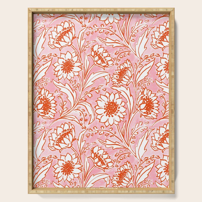 Sunflowers - pink and orange  Serving Tray Gallery Image 1