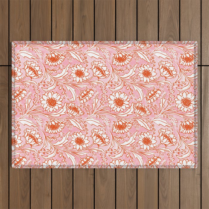 Sunflowers - pink and orange  Outdoor Rug Gallery Image 1