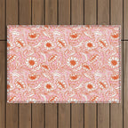 Sunflowers - pink and orange  Outdoor Rug Gallery Image 1