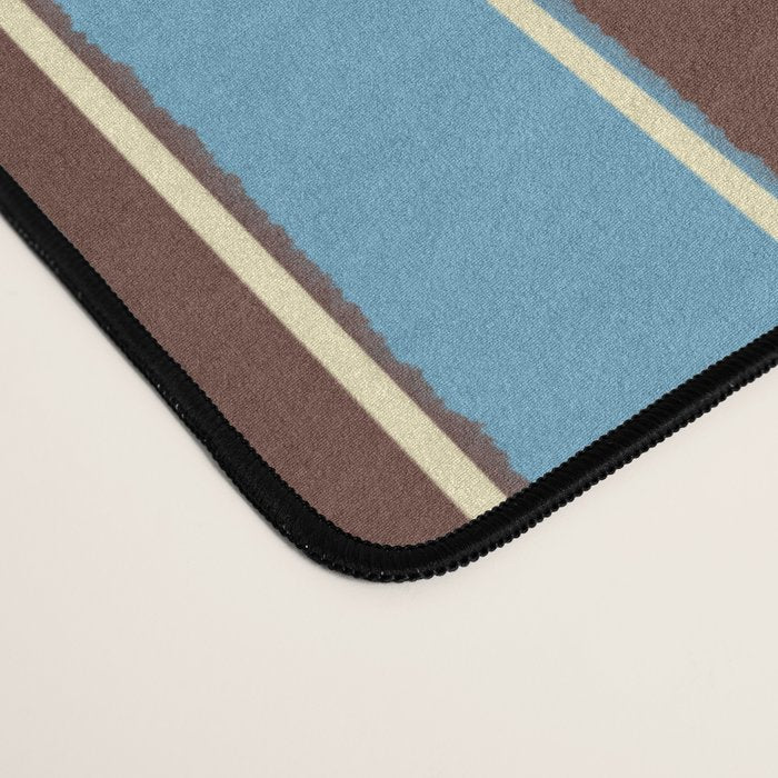 Eclectic Watercolor Paper Stripes Vertical Pattern Blue Brown Cream Desk Mat Gallery Image 4