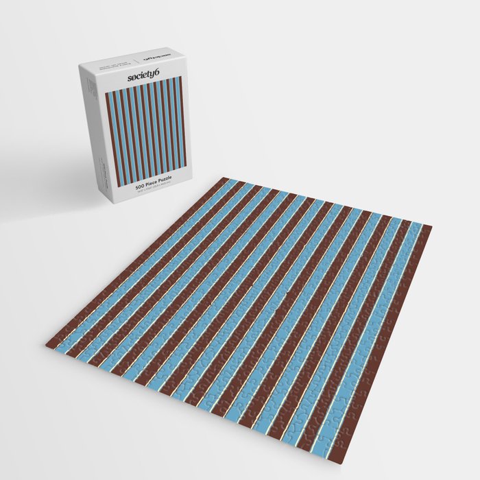 Eclectic Watercolor Paper Stripes Vertical Pattern Blue Brown Cream Jigsaw Puzzle Gallery Image 2