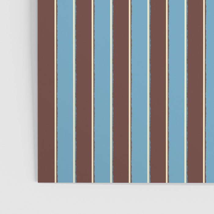 Eclectic Watercolor Paper Stripes Vertical Pattern Blue Brown Cream Poster Gallery Image 3