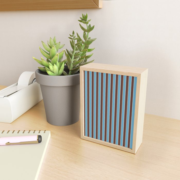 Eclectic Watercolor Paper Stripes Vertical Pattern Blue Brown Cream Mini Art Print Gallery Image 2