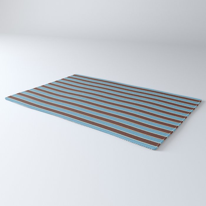 Eclectic Watercolor Paper Stripes Vertical Pattern Blue Brown Cream Rug Gallery Image 3