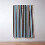Eclectic Watercolor Paper Stripes Vertical Pattern Blue Brown Cream Window Curtain Gallery Image 3