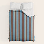 Eclectic Watercolor Paper Stripes Vertical Pattern Blue Brown Cream Duvet Cover Gallery Image 6