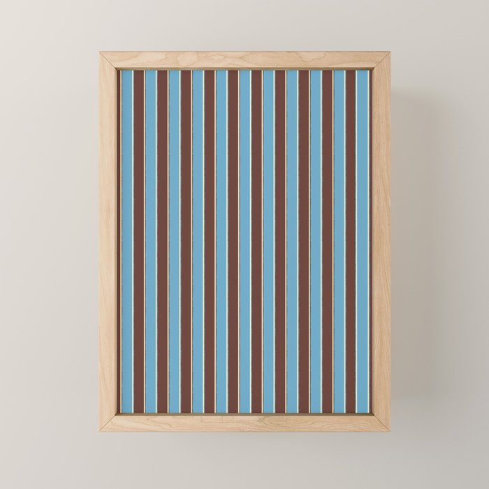 Eclectic Watercolor Paper Stripes Vertical Pattern Blue Brown Cream Mini Art Print Gallery Image 1
