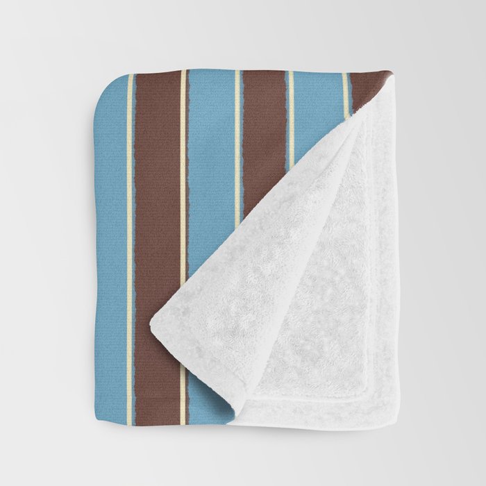 Eclectic Watercolor Paper Stripes Vertical Pattern Blue Brown Cream Throw Blanket Gallery Image 3
