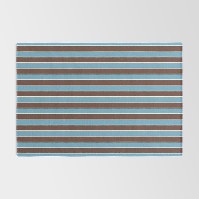 Eclectic Watercolor Paper Stripes Vertical Pattern Blue Brown Cream Rug Gallery Image 2