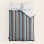 Eclectic Watercolor Paper Stripes Vertical Pattern Blue Brown Cream Comforter Gallery Image 6