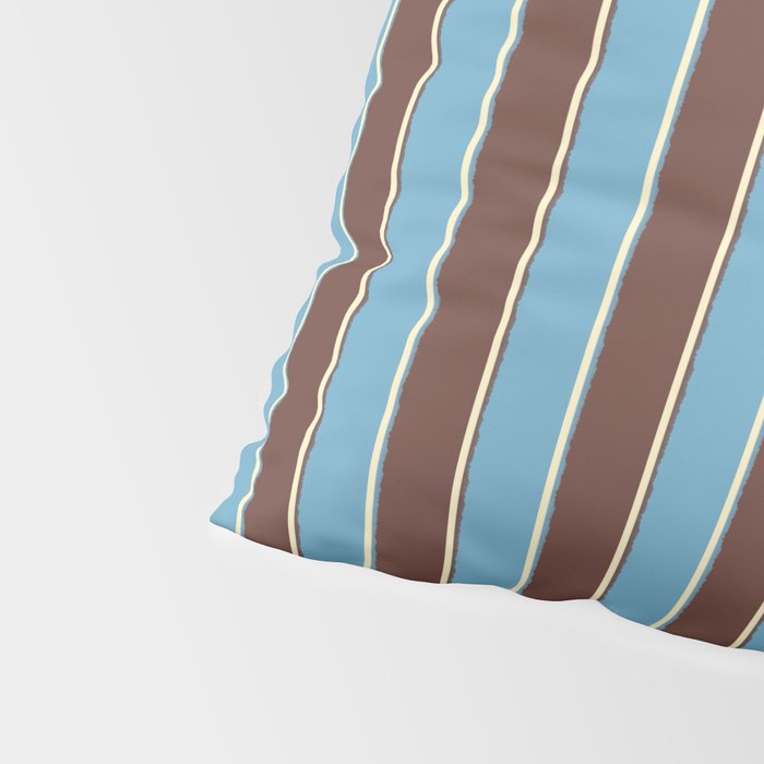Eclectic Watercolor Paper Stripes Vertical Pattern Blue Brown Cream Pillow Sham Gallery Image 4