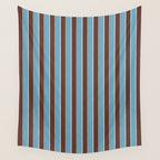 Eclectic Watercolor Paper Stripes Vertical Pattern Blue Brown Cream Wall Tapestry Gallery Image 4