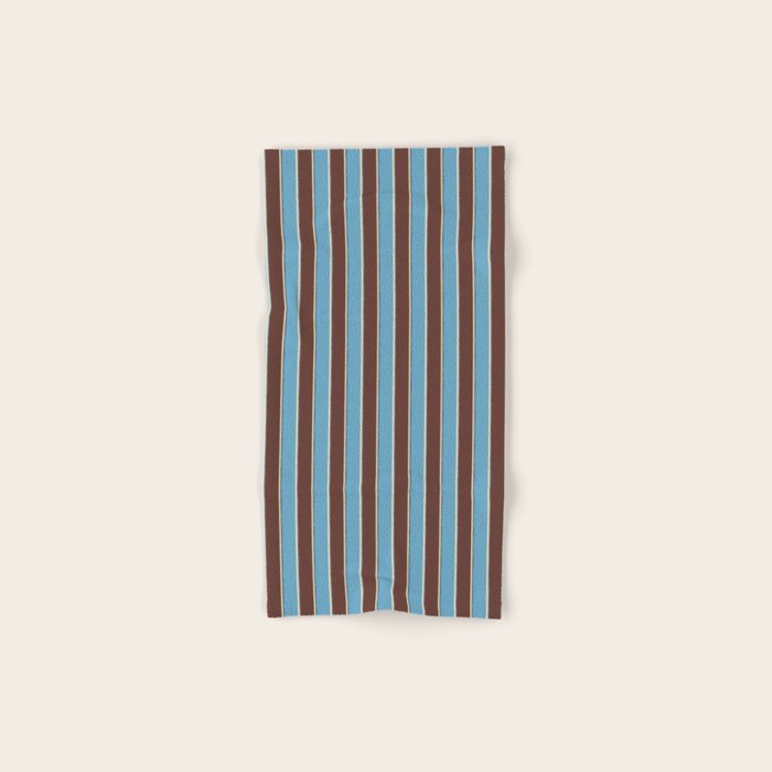 Eclectic Watercolor Paper Stripes Vertical Pattern Blue Brown Cream Bath Towel Gallery Image 1