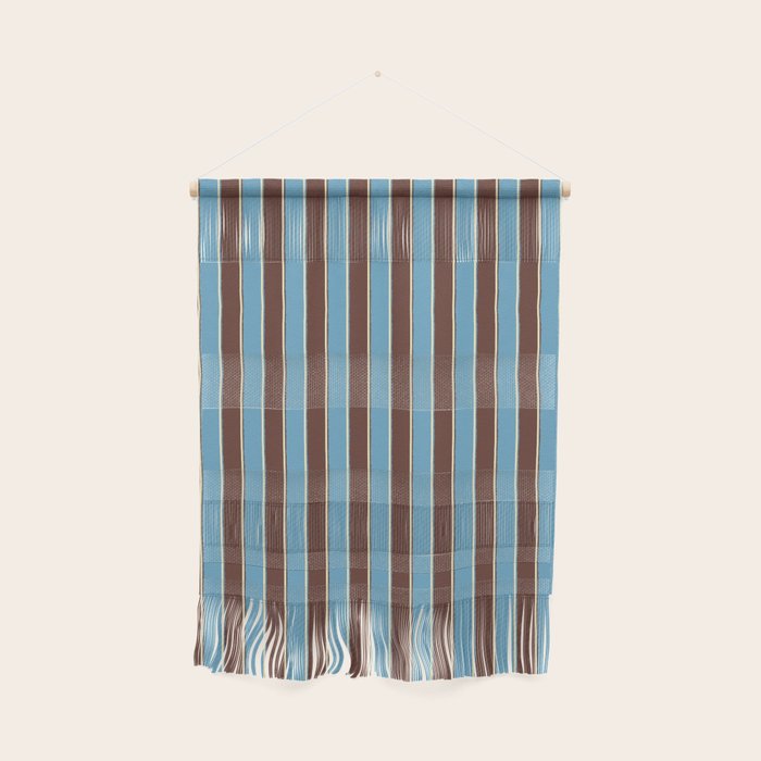 Eclectic Watercolor Paper Stripes Vertical Pattern Blue Brown Cream Wall Hanging Gallery Image 1