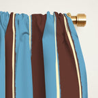 Eclectic Watercolor Paper Stripes Vertical Pattern Blue Brown Cream Window Curtain Gallery Image 2