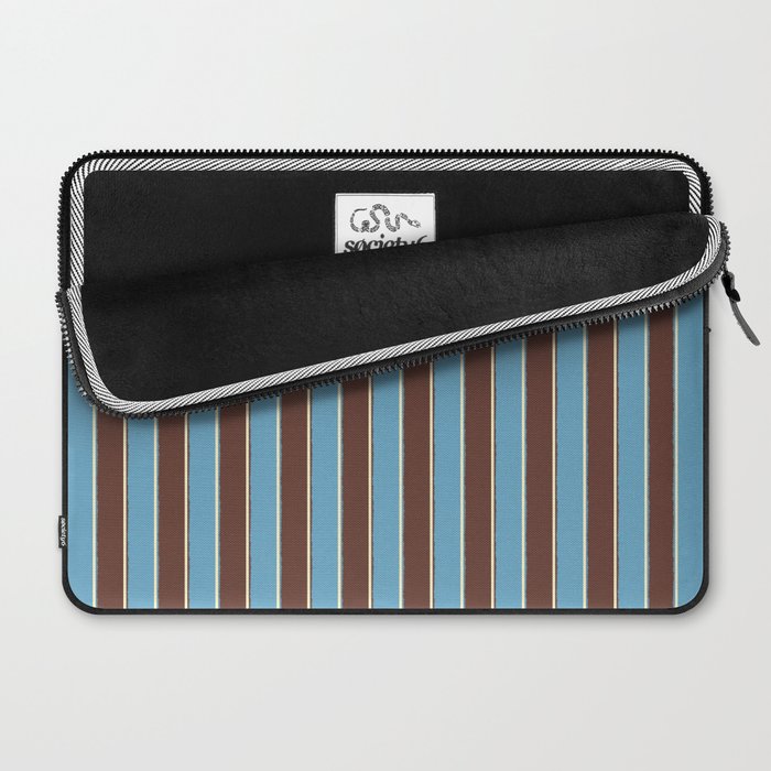 Eclectic Watercolor Paper Stripes Vertical Pattern Blue Brown Cream Laptop Sleeve Gallery Image 2