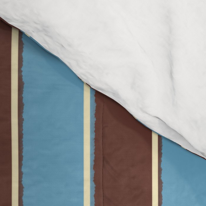 Eclectic Watercolor Paper Stripes Vertical Pattern Blue Brown Cream Comforter Gallery Image 4