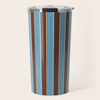Eclectic Watercolor Paper Stripes Vertical Pattern Blue Brown Cream Travel Mug Gallery Image 1
