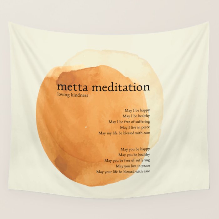 Metta Meditation Orange Loving Kindness Wall Tapestry Gallery Image 1