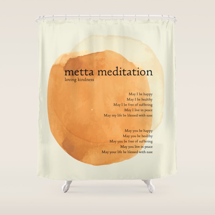 Metta Meditation Orange Loving Kindness Shower Curtain Gallery Image 1
