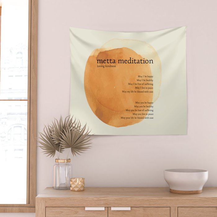 Metta Meditation Orange Loving Kindness Wall Tapestry Gallery Image 2