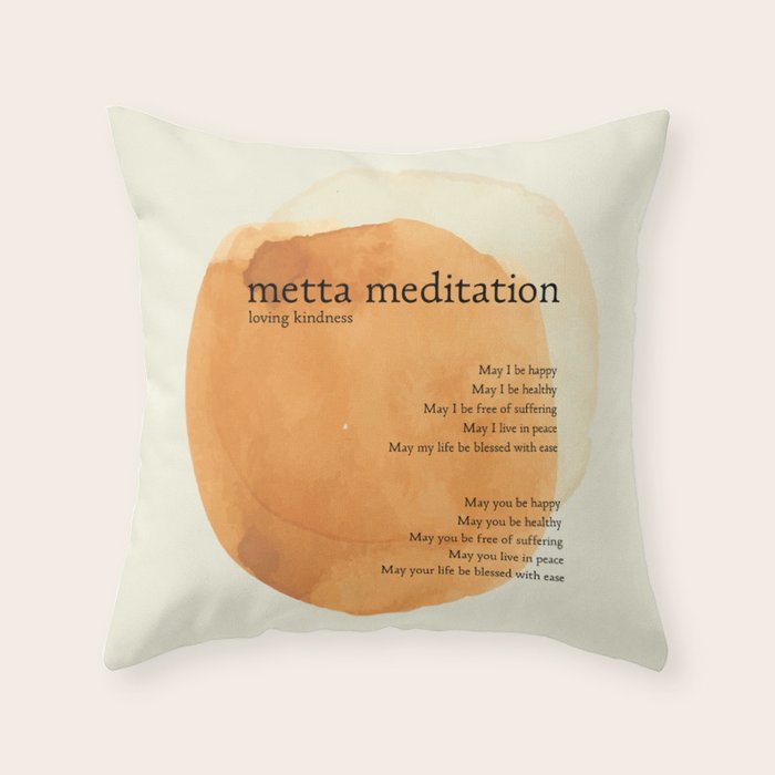 Metta Meditation Orange Loving Kindness Throw Pillow Gallery Image 1
