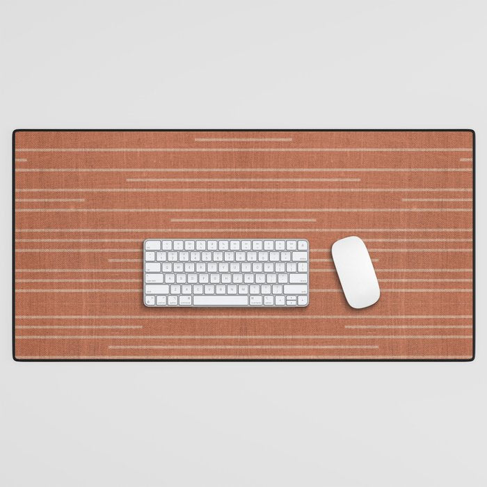 Geometric Art, Colorful Stripes, Terracotta Desk Mat Gallery Image 1