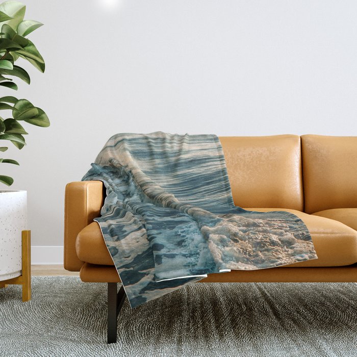 Modern Coastal Photograph - Seascape #1 Throw Blanket Gallery Image 1