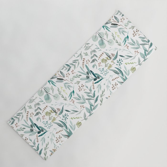 Botanical Eucalyptus Leaves Pattern Yoga Mat Gallery Image 1