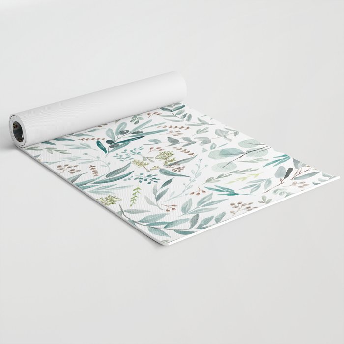 Botanical Eucalyptus Leaves Pattern Yoga Mat Gallery Image 2