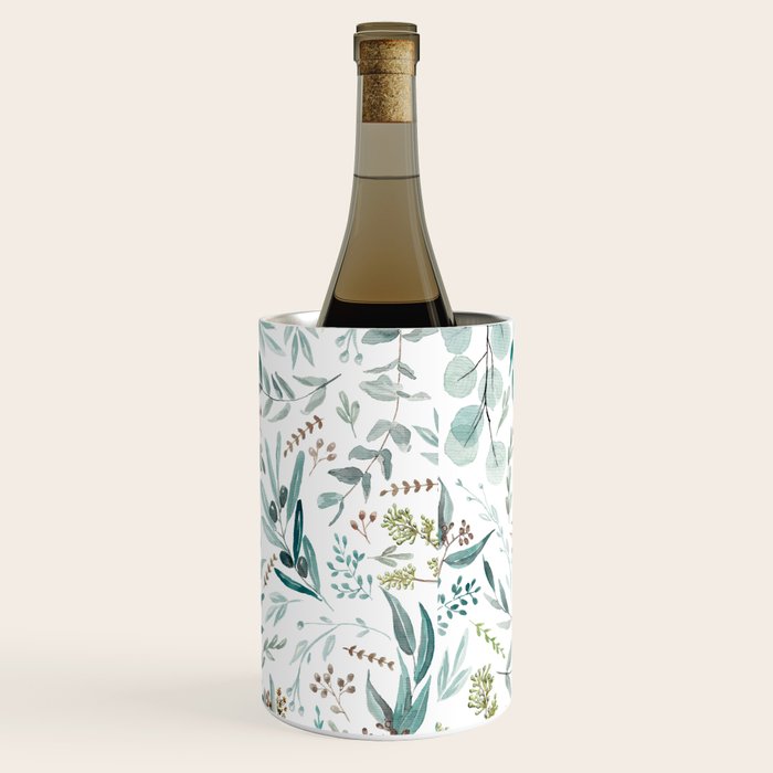 Botanical Eucalyptus Leaves Pattern Wine Chiller Gallery Image 3