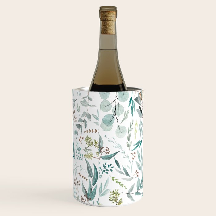 Botanical Eucalyptus Leaves Pattern Wine Chiller Gallery Image 2