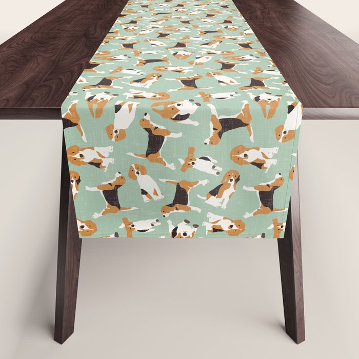 beagle scatter mint Table Runner Gallery Image 1