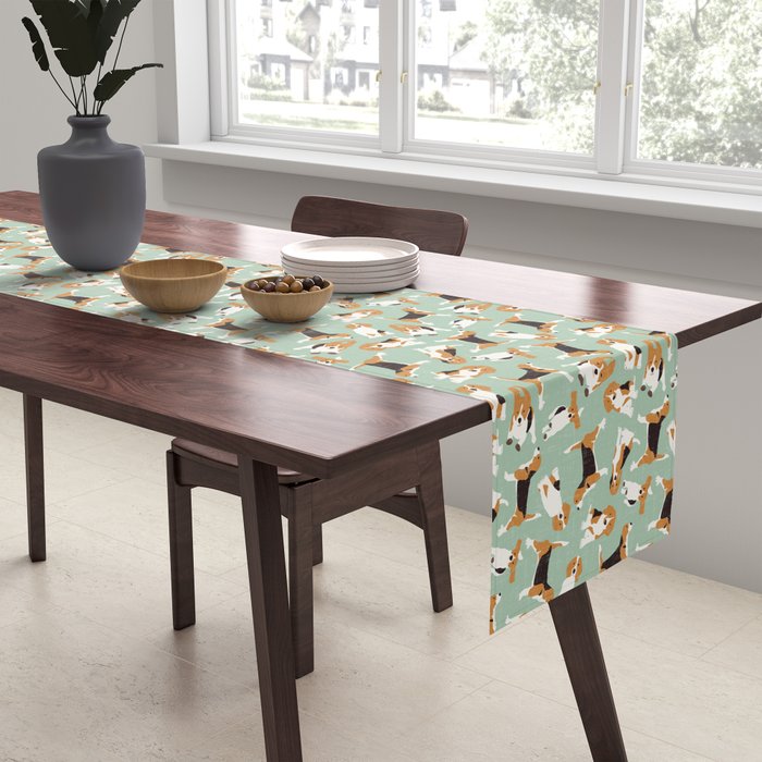 beagle scatter mint Table Runner Gallery Image 2