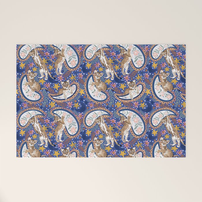 Leopard Cubs Starry Night Welcome Mat Gallery Image 1