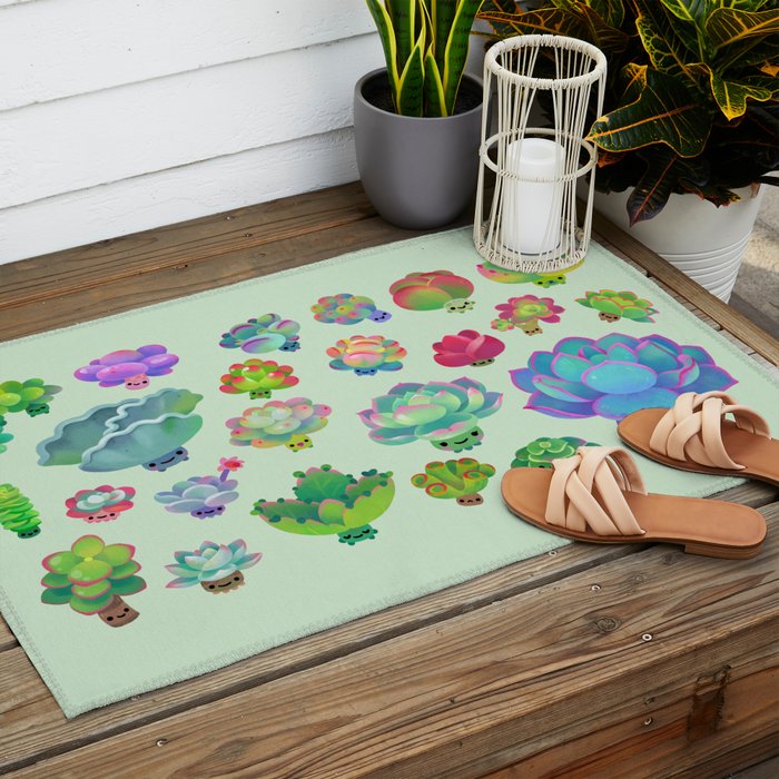 Baby succulent 2 - green Outdoor Rug Gallery Image 2