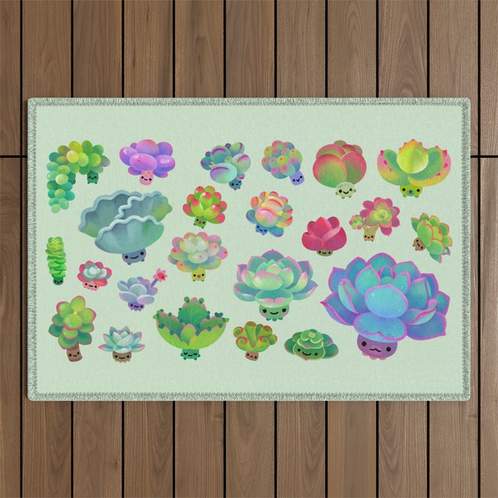 Baby succulent 2 - green Outdoor Rug Gallery Image 1