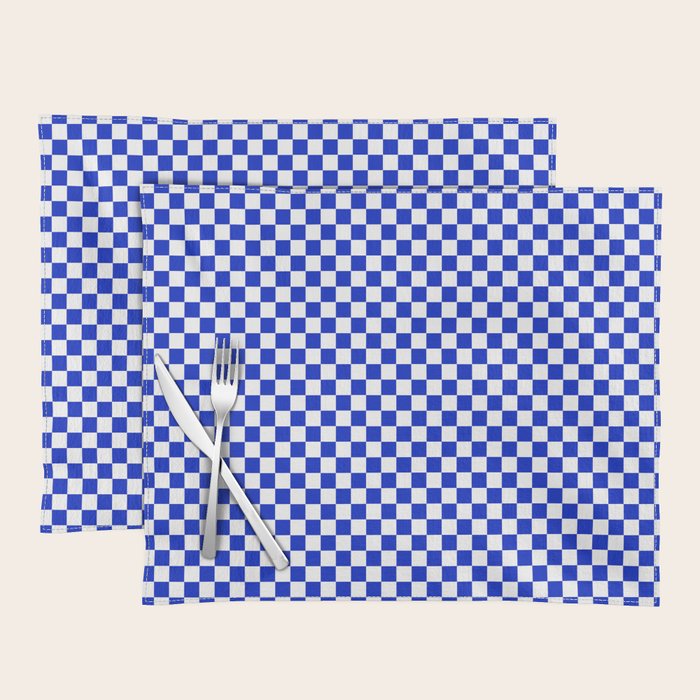 Small Cobalt Blue and White Checkerboard Pattern Placemat Gallery Image 1