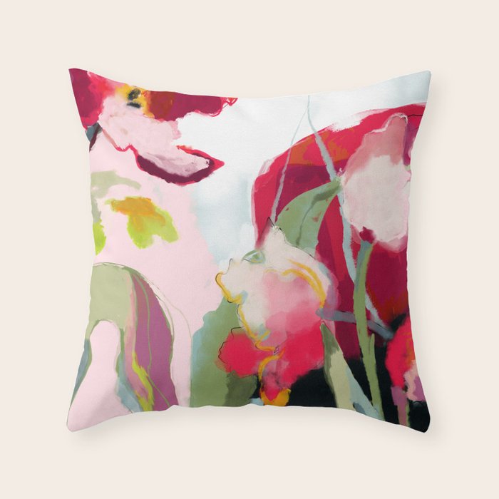 abstract floral bloom Throw Pillow Gallery Image 1