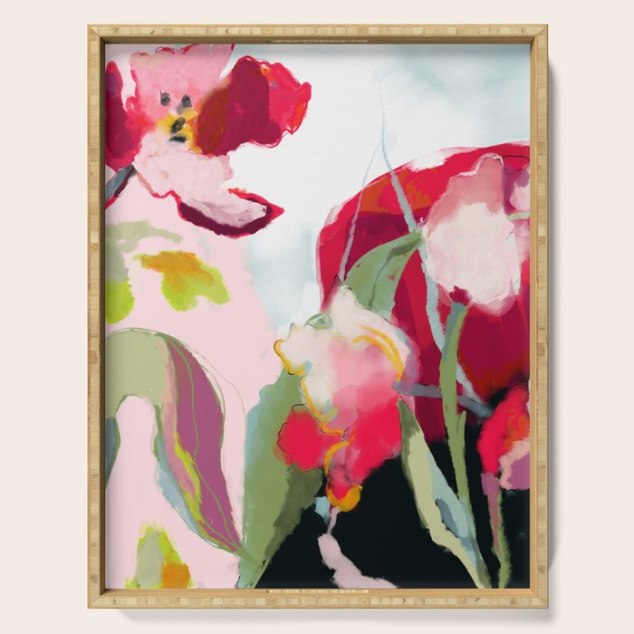 abstract floral bloom Serving Tray Gallery Image 1