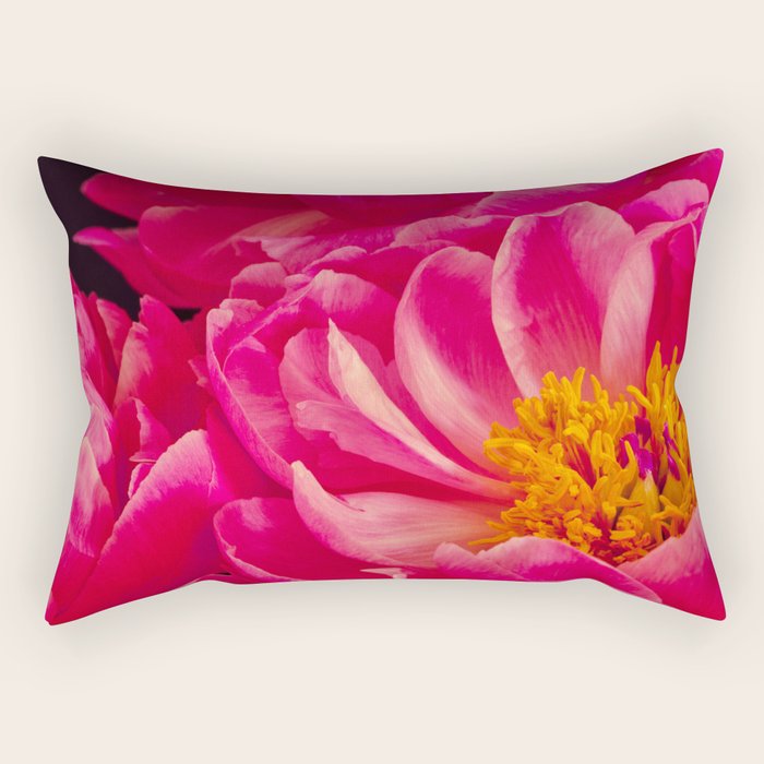 Hot Pink Peonies Rectangular Pillow Gallery Image 2